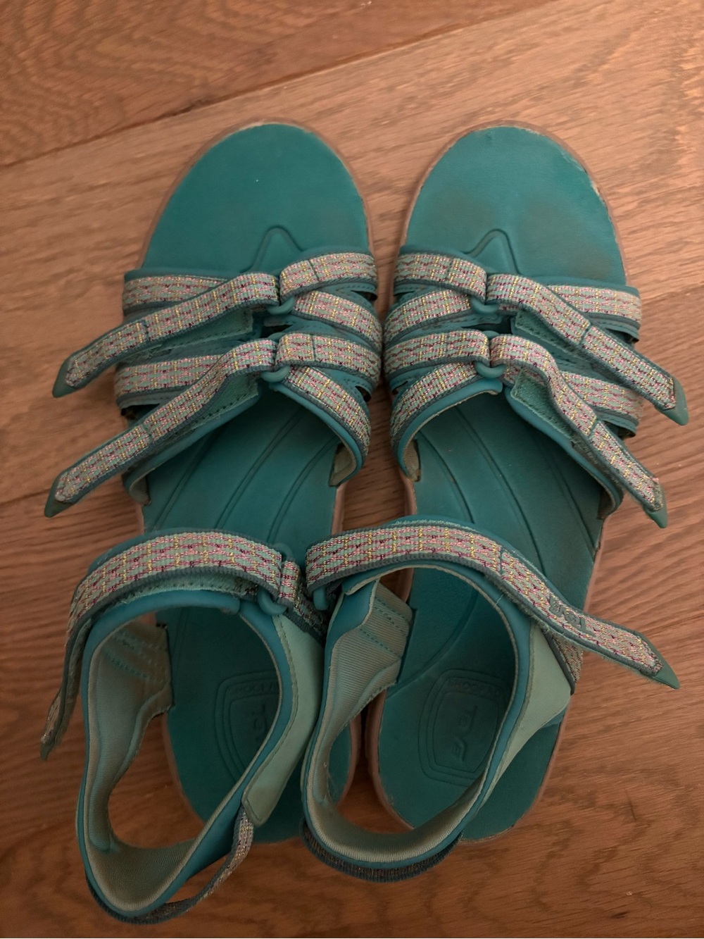 Teva TIRRA CAMINO METALLIC TEAL BLUE Women's Teal Multi-Strap Outdoor Sandals